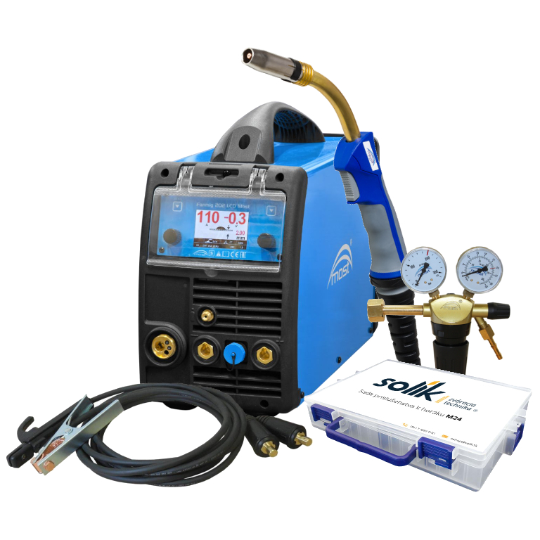 Zvárací set zváračka Fanmig 202 LCD MOST + horák, RV, káble a štartovacia sada
