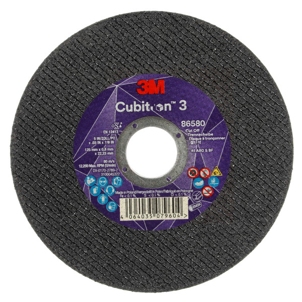 Rezný kotúč 125 x 0,8 x 22,23 mm zrnitosť 80+ 3M Cubitron 3 typ T41, 86580
