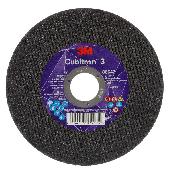 Rezný kotúč 125 x 1,0 x 22,23 mm zrnitosť 60+ 3M Cubitron 3 typ T41, 86647