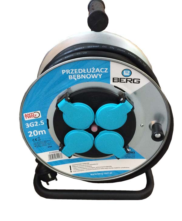 Predlžovací kábel na bubne 20 m prierez 3 x 2,5 mm2 ANTI-TWIST BERG