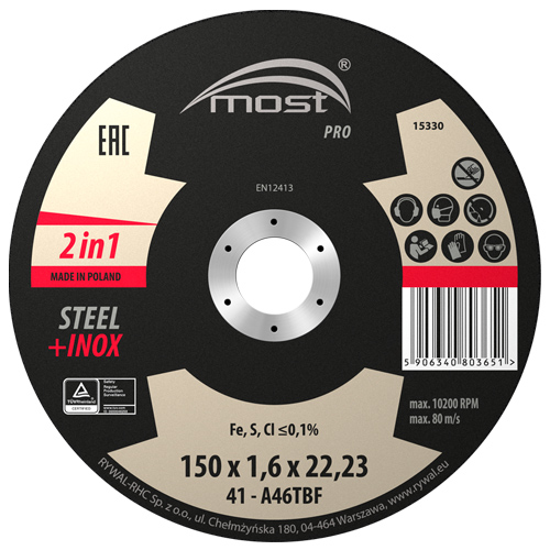 Rezný kotúč 150 x 1,6 mm MOST PRO METAL + INOX typ 41