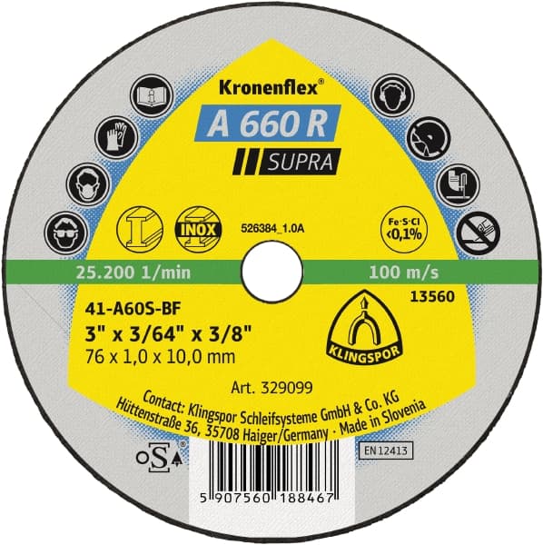 Rezný kotúč 100 x 1,0 x 6 mm A 660 R Supra Kronenflex Klingspor